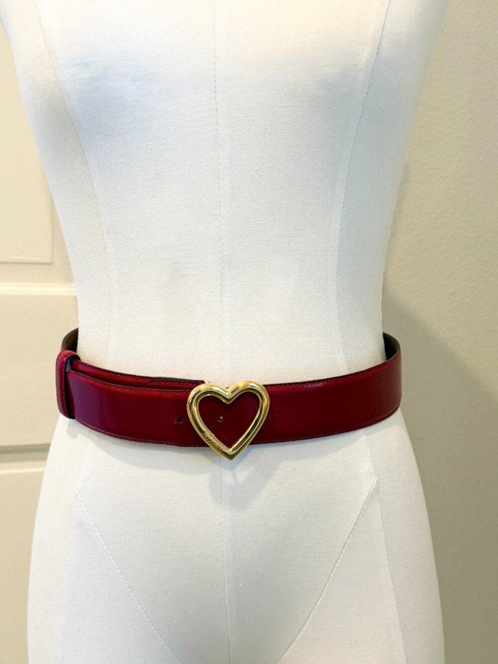 Moschino Cherry Red Heart Belt S